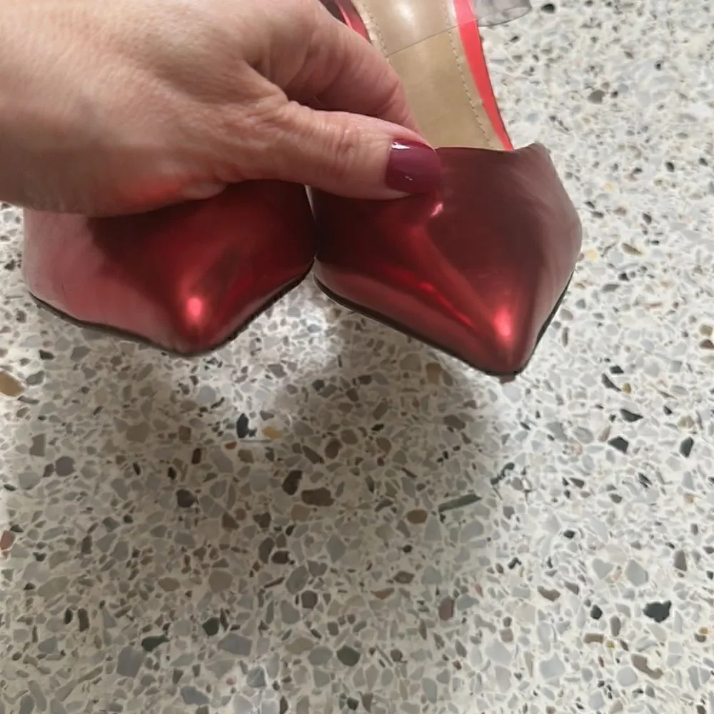 Schutz Sionne red clear transparent heel slingback 9.5